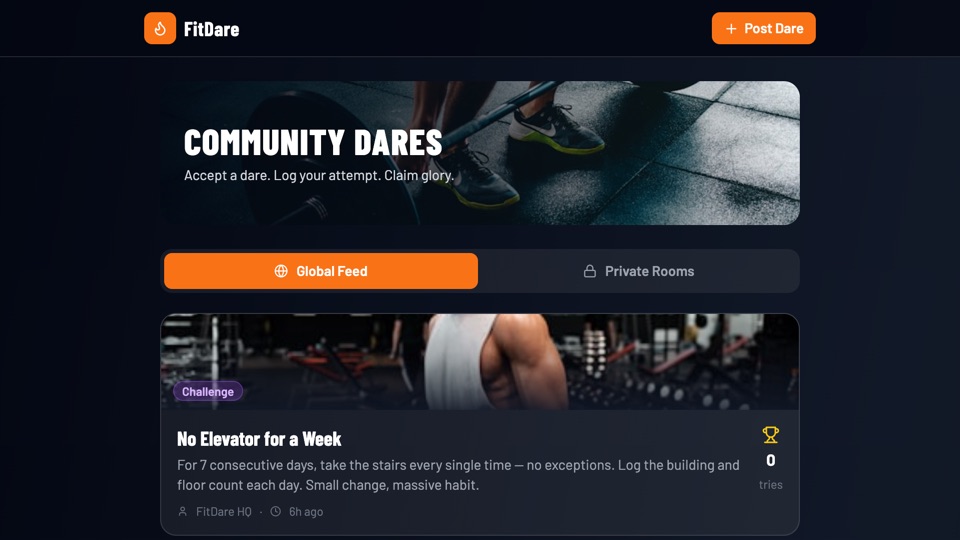 Community Dares app preview