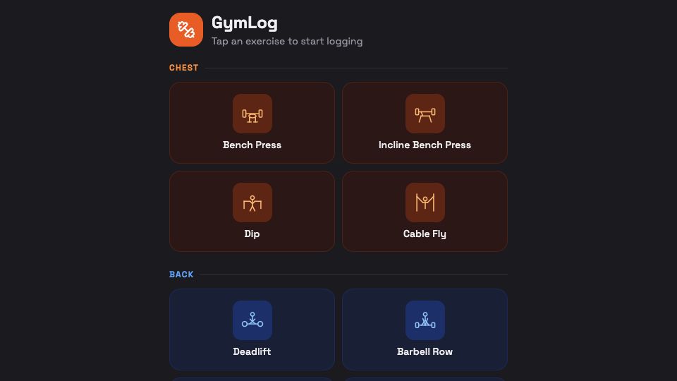GymLog app preview