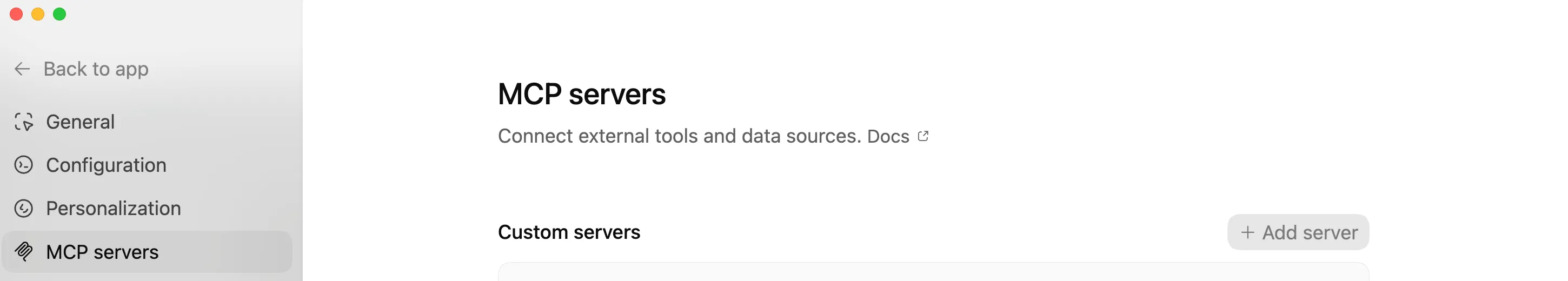 Open MCP Servers in Codex App