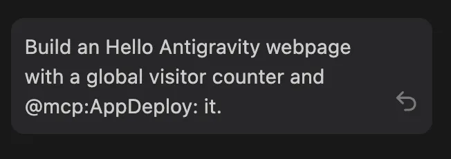 Example prompt in Antigravity agent chat