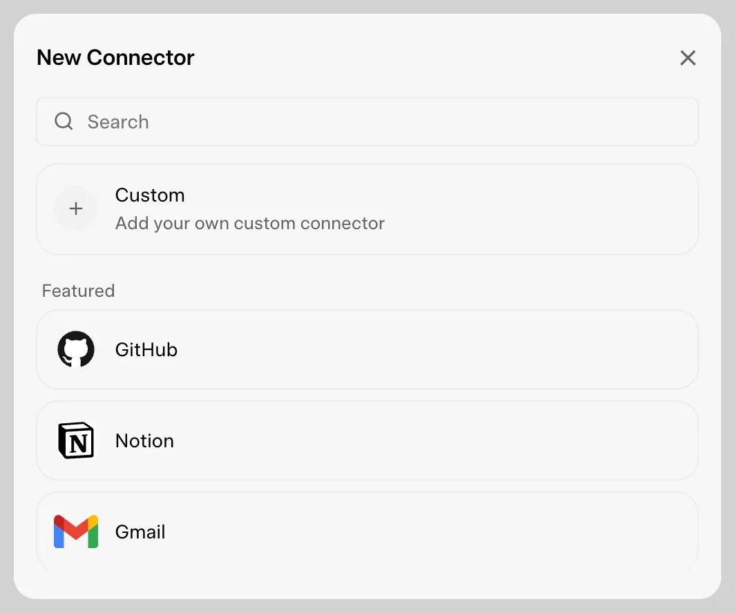 Click Custom in the Grok New Connector dialog